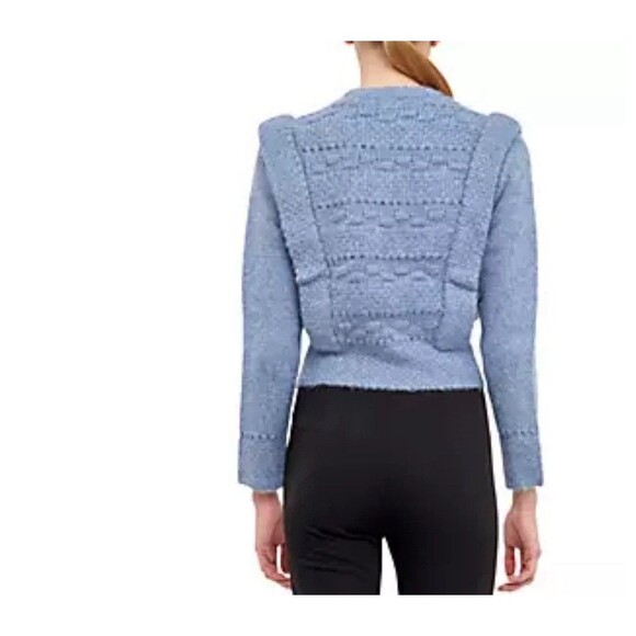 Endless rose Size L NWT BLUE CHUNKY WOOL KNIT DETAILED SWEATER $100 - Picture 6 of 13